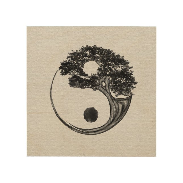 Yin Yang Tree Canvas Wood Wall Art (Front)