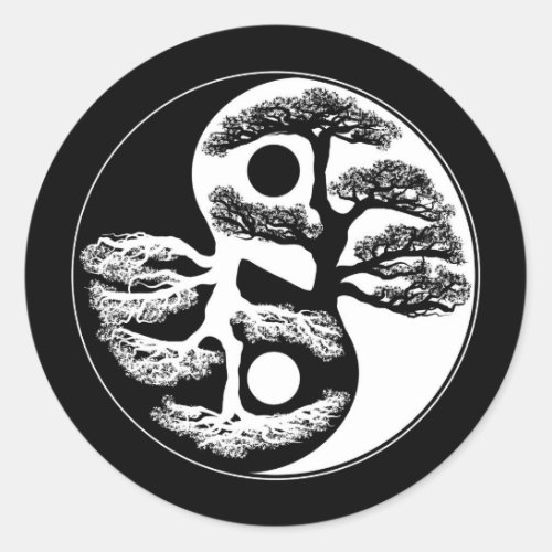 Yin Yang Tree Classic Round Sticker