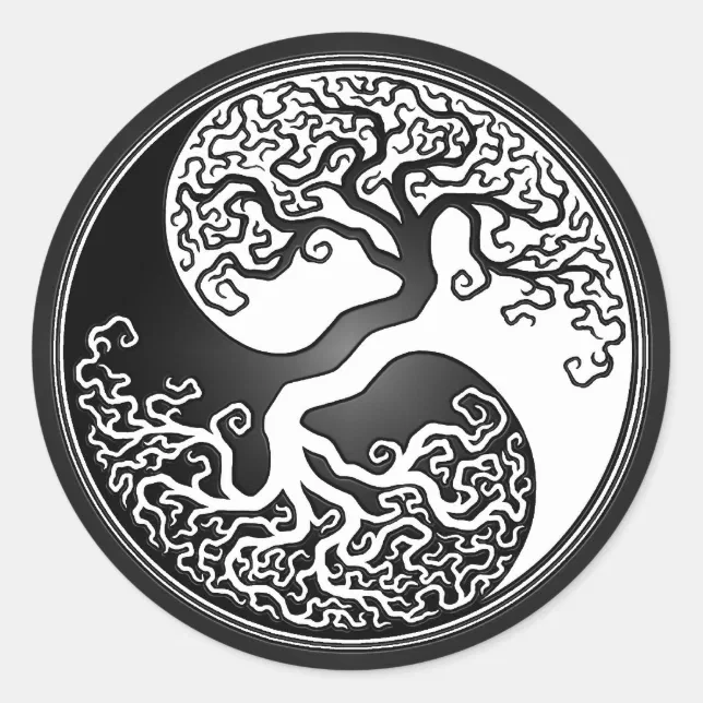 Yin Yang Tree Classic Round Sticker | Zazzlecouk | Tree Of Life