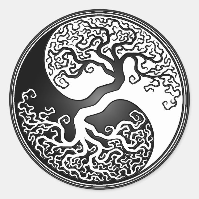Yin Yang Tree Classic Round Sticker (Front)