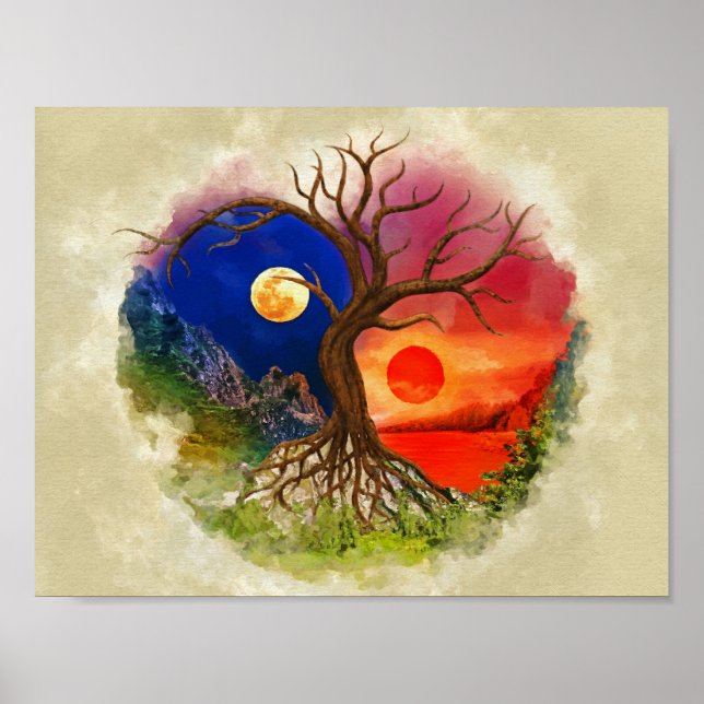 Yin Yang Tree Landscape Poster (Front)
