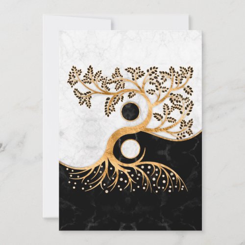 Yin Yang Tree _ Marbles and Gold Holiday Card