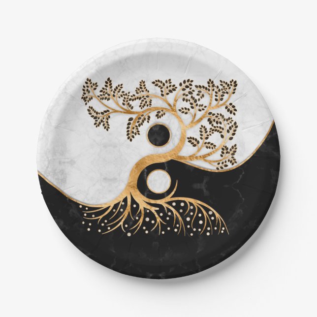 Yin Yang Tree - Marbles and Gold Paper Plates (Front)