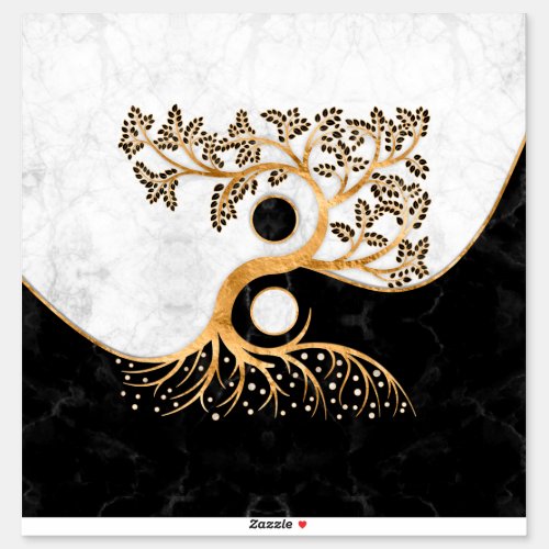 Yin Yang Tree _ Marbles and Gold Sticker