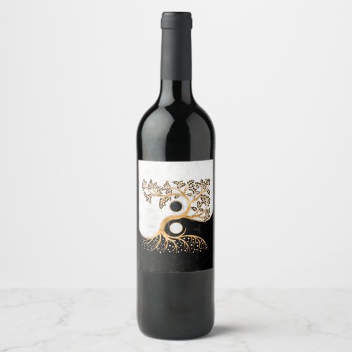 Yin Yang Tree _ Marbles and Gold Wine Label