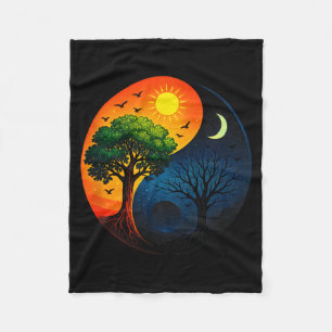 Yin Yang Tree - Meditation Yoga Buddhist Symbol Fleece Blanket