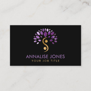Yin Yang tree of life - Amethyst Leaves   Business Card