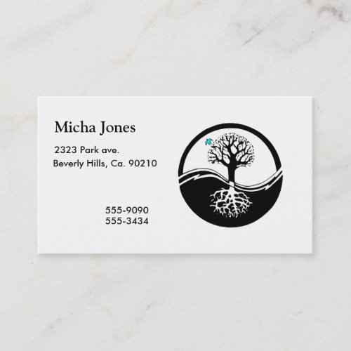 Yin Yang Tree Of Life Black &amp; White Business Card Templates