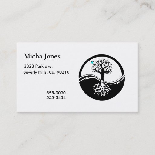 Customizable Yin Yang Tree Of Life Black & White Business Card Templates