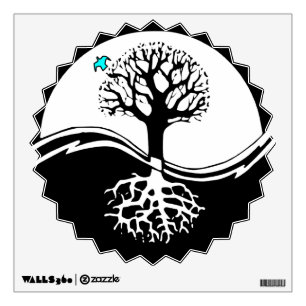 Yin Yang Tree Of Life Black & White Wall Decal
