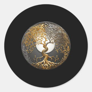 Yin Yang Tree Of Life Buddhist Taoist Symbol Medit Classic Round Sticker