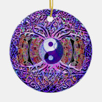 Yin Yang Tree of Life Ceramic Ornament