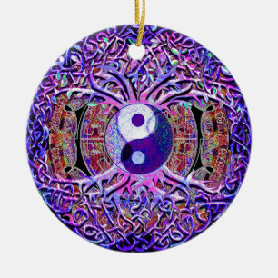 Yin Yang Tree of Life Ceramic Ornament