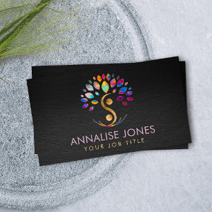 Yin Yang tree of life - Colorful Leaves  Business  Business Card