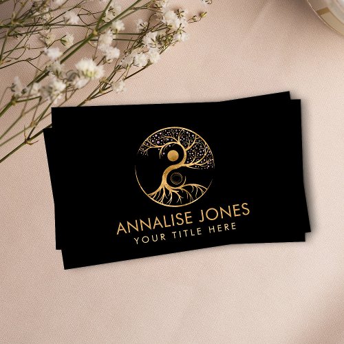 Yin Yang Tree of life _ Fluorite and Gold Business Business Card