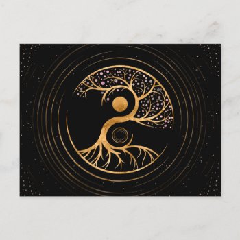 Yin Yang Tree Of Life - Fluorite And Gold Postcard by LoveMalinois at Zazzle