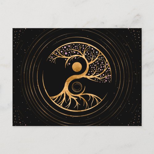 Yin Yang Tree of life _ Fluorite and Gold Postcard
