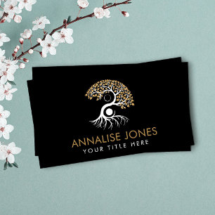 Yin Yang Tree of life - Golden Leaves Business Card