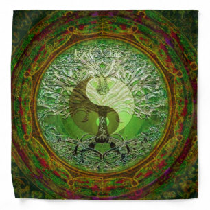 Yin Yang Tree of Life Green Bandana