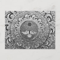 Yin Yang Tree of Life in Silver and Chrome Postcard