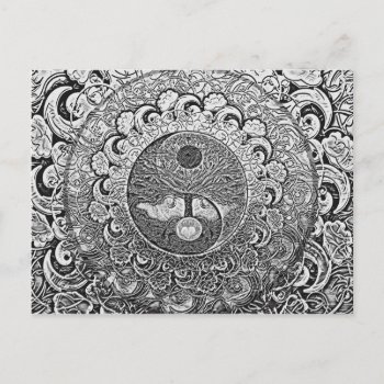 Yin Yang Tree Of Life In Silver And Chrome Postcard by thetreeoflife at Zazzle