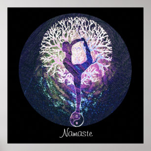 Yin Yang, Tree of Life, Namaste Yoga Poster
