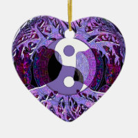Yin Yang Tree of Life Purple Ceramic Ornament