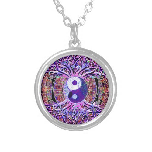 Yin Yang Tree of Life Silver Plated Necklace