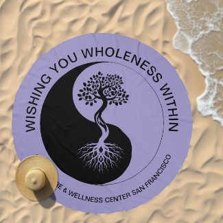 Yin Yang Tree of Life Symbol Customizable Lavender Beach Towel