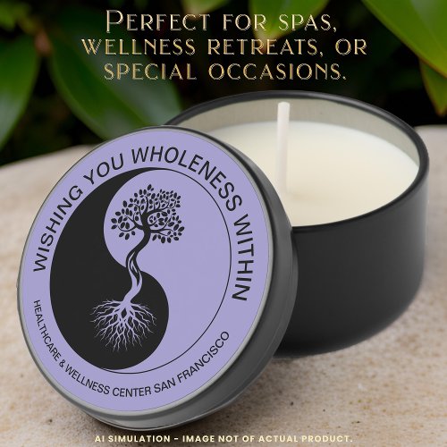Yin Yang Tree of Life Symbol Customizable Soy Wax Mini Candle Favors