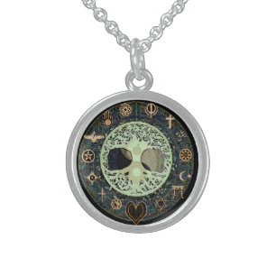 Yin Yang Tree of Life Symbol Sterling Silver Necklace