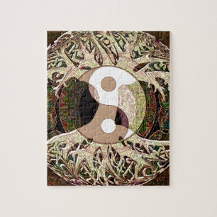 Yin Yang Tree of Life Tan Jigsaw Puzzle