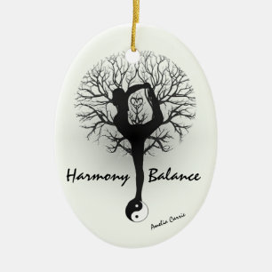 Yin Yang, Tree of Life, Women, Yoga Ceramic Ornament