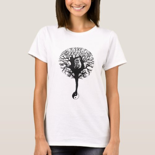 Yin Yang Tree of Life Women Yoga T_Shirt