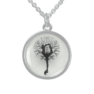 Yin Yang, Tree of Life, Yoga, Harmony, Balance Sterling Silver Necklace