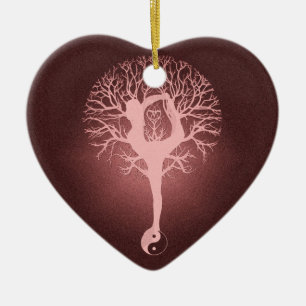 Yin yang, tree of life, yoga, harmony ceramic ornament