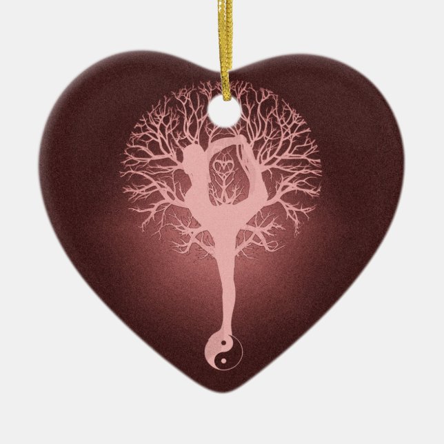 Yin yang, tree of life, yoga, harmony ceramic ornament (Front)