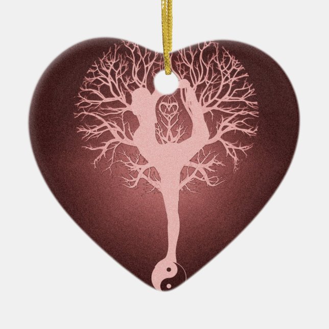 Yin yang, tree of life, yoga, harmony ceramic ornament (Front)