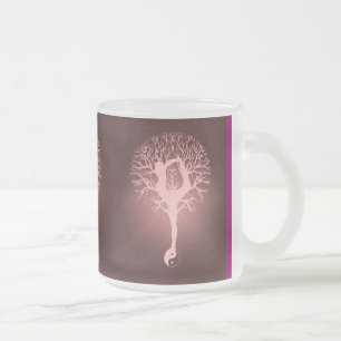 Yin yang, tree of life, yoga, harmony frosted glass coffee mug