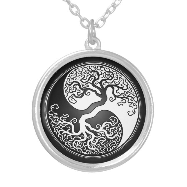 Yin Yang Tree Silver Plated Necklace (Front)