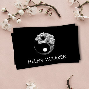 Yin Yang Tree Square Business Card