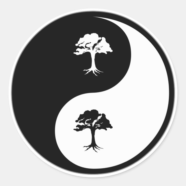 Yin Yang Trees Classic Round Sticker (Front)
