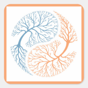 Yin Yang Trees Square Sticker