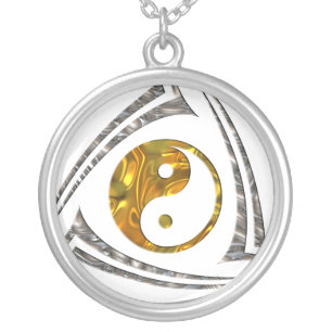 Yin & Yang / Tribal - gold silver Silver Plated Necklace