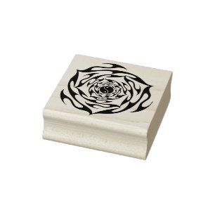 yin yang tribal rose art stamp