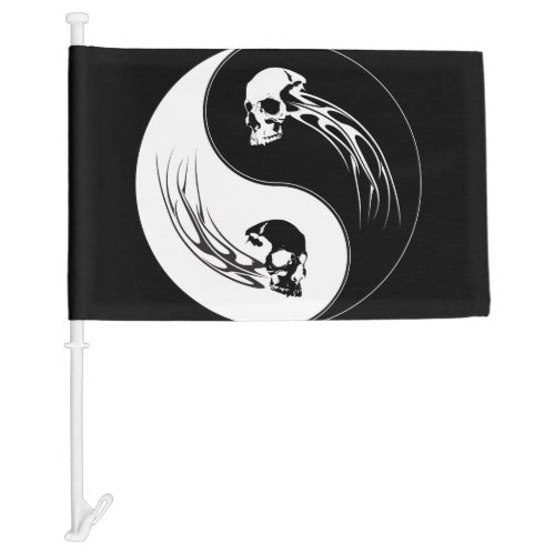 Yin Yang Tribal Skull Custom Car Flag