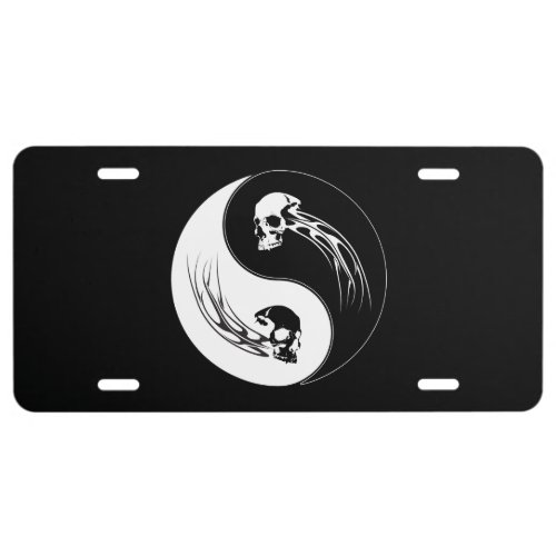 Yin Yang Tribal Skull License Plate