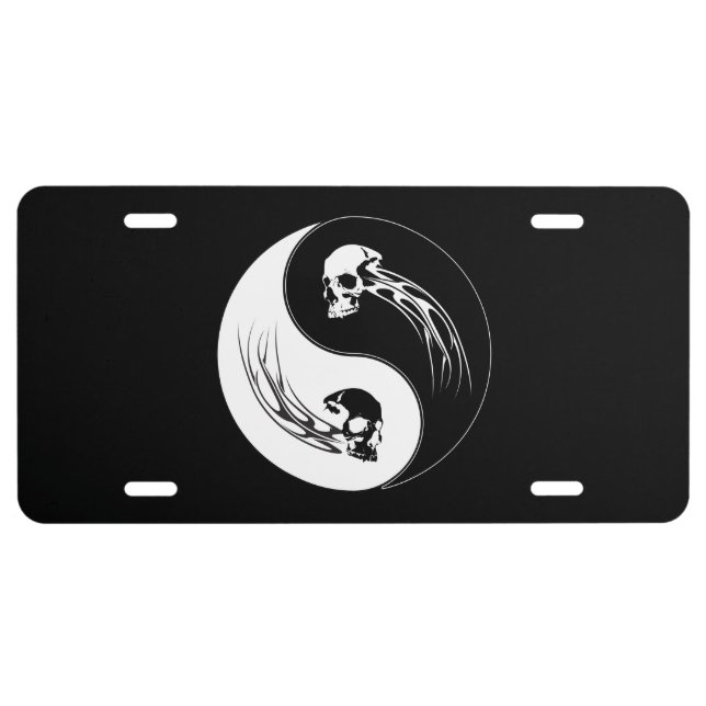 Yin Yang Tribal Skull License Plate (Front)