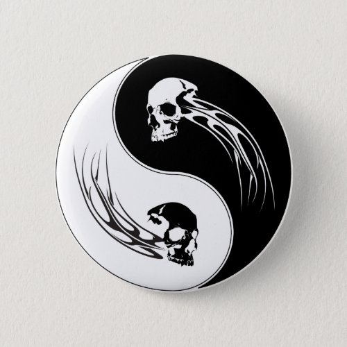 Yin Yang Tribal Skull Pinback Button