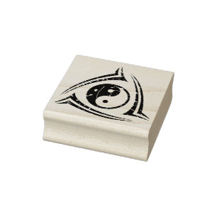 Yin & Yang tribal tattoo + your ideas Rubber Stamp